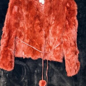 Wilsons Leather Faux Fur Jacket in Rich Red